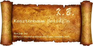 Kesztenbaum Belián névjegykártya